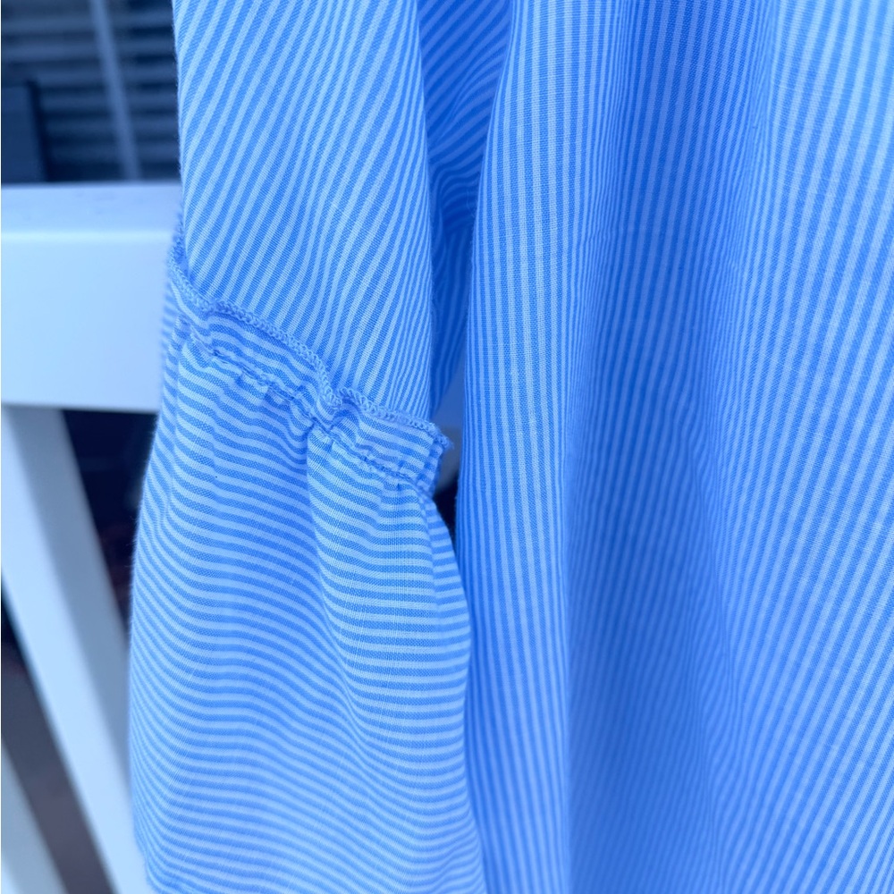 Love In Blue Striped Ruffle Off-Shoulder Top | Size Small - Picture 4 of 4